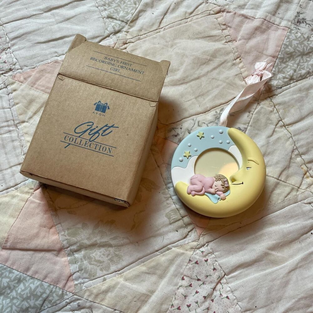 avon vintage y2k baby girls moon and stars night photo christmas ornament